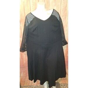 eShakti Black 3/4 Sleeve V-neck Dress Sz 18W